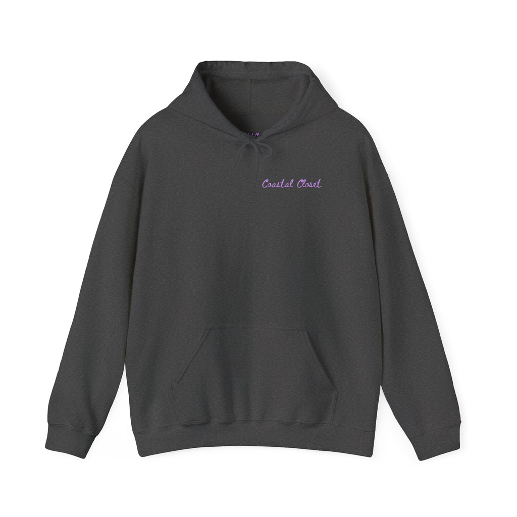 Seashell Sketch Hoodie — Coastal Vibes Graphic Hoodie ("Coastal Cloud" Chest Text)