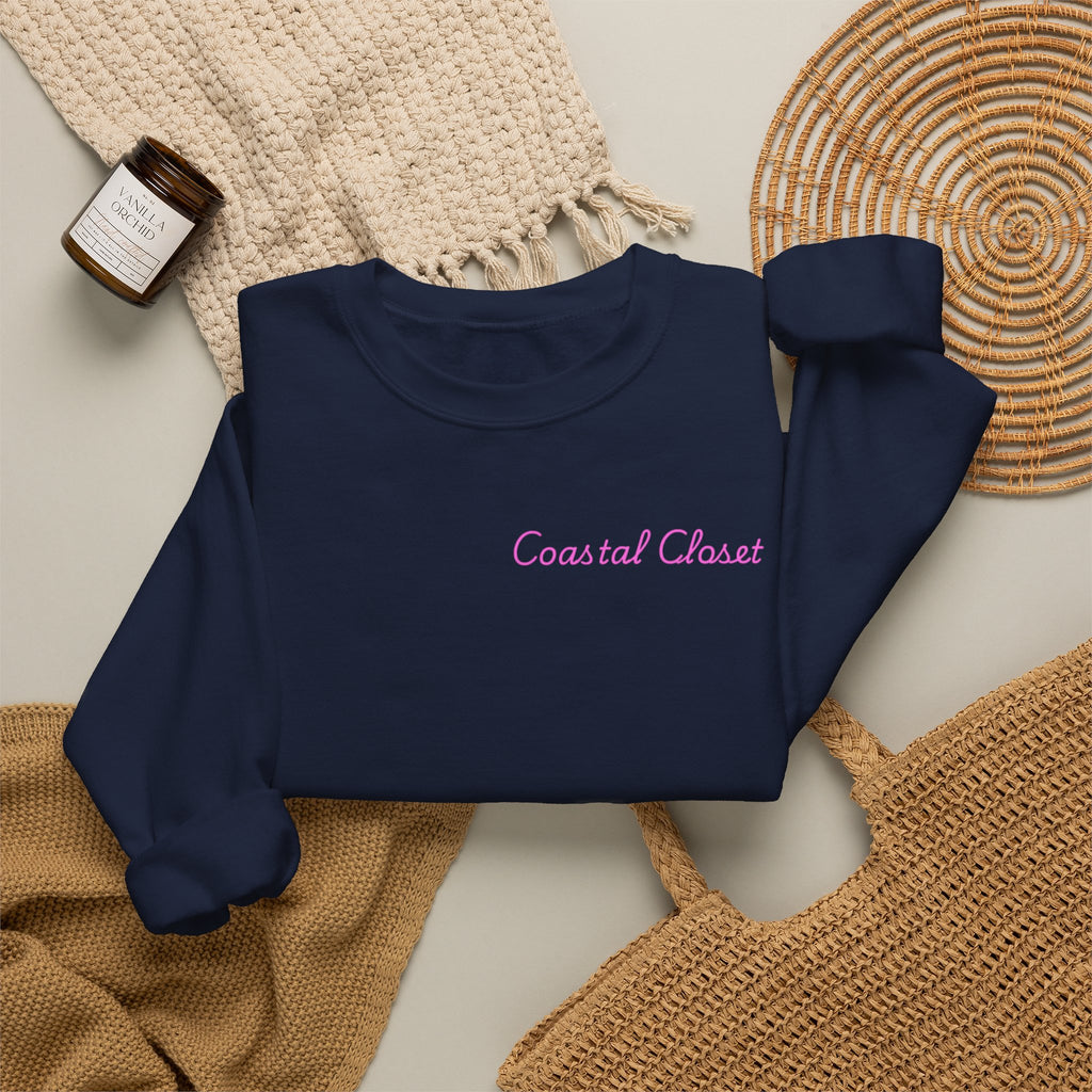 'Coastal Chase' Minimal Script Crewneck Sweatshirt