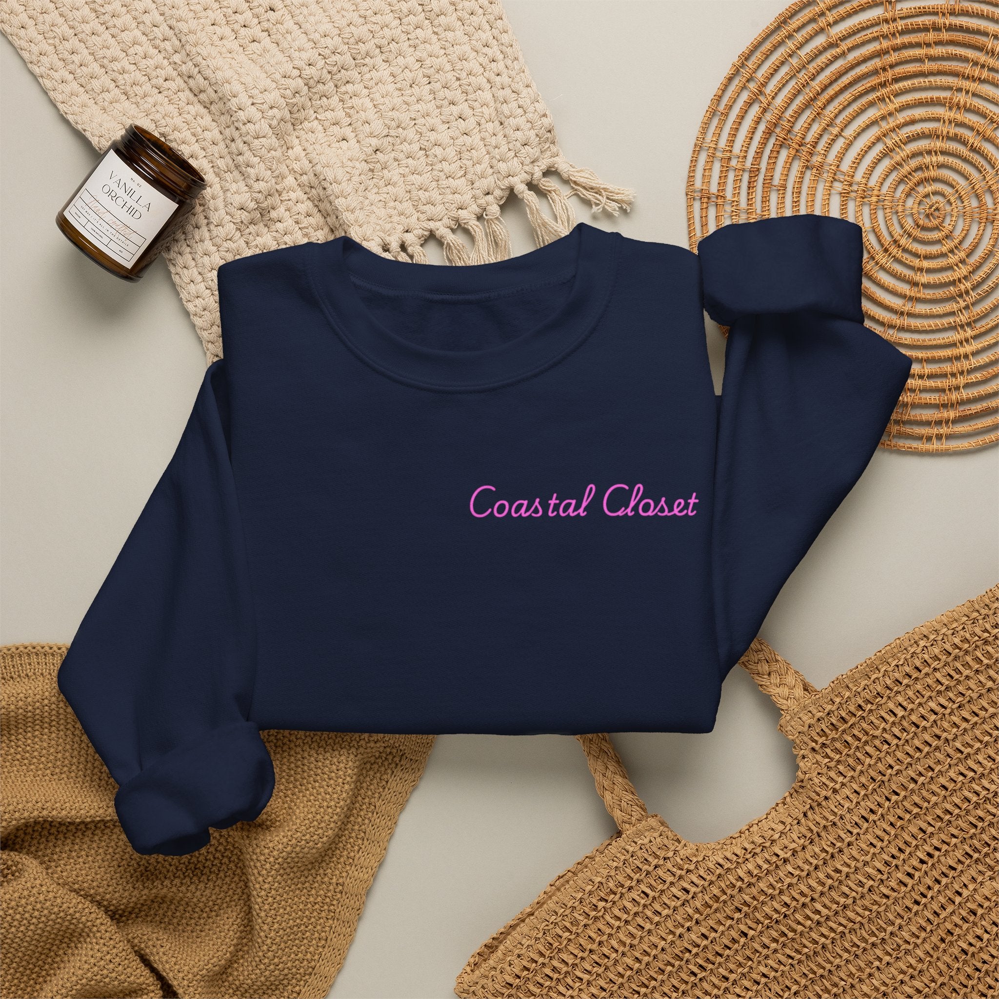 'Coastal Chase' Minimal Script Crewneck Sweatshirt