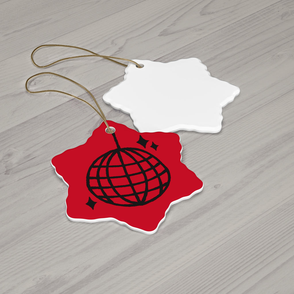Black Globe Ornament star ceramic | Red Christmas tree decoration
