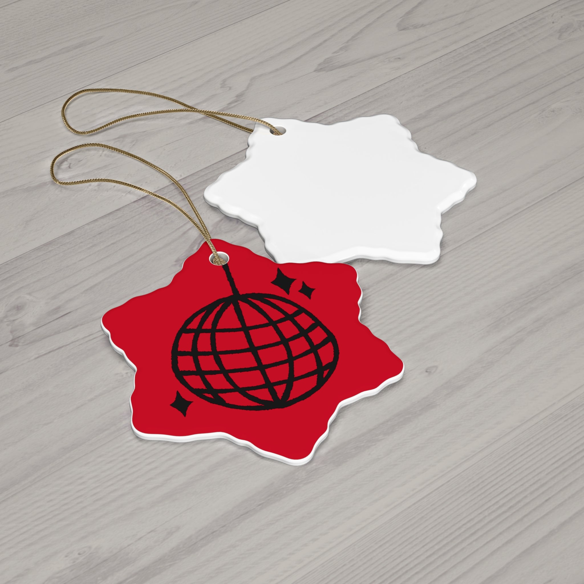 Black Globe Ornament star ceramic | Red Christmas tree decoration