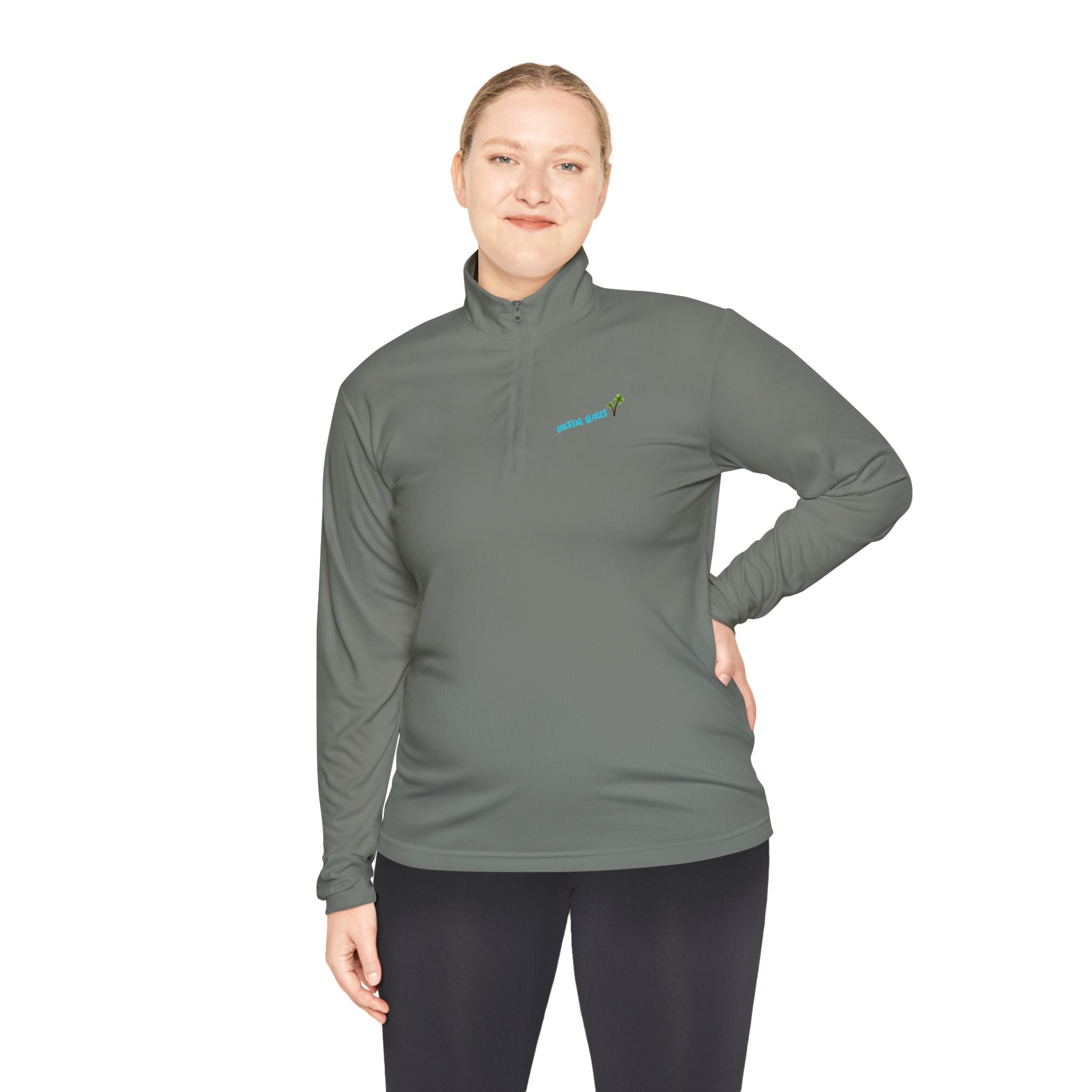 Quarter-Zip Pullover with 'Cousin Closet' Palm Tree Design