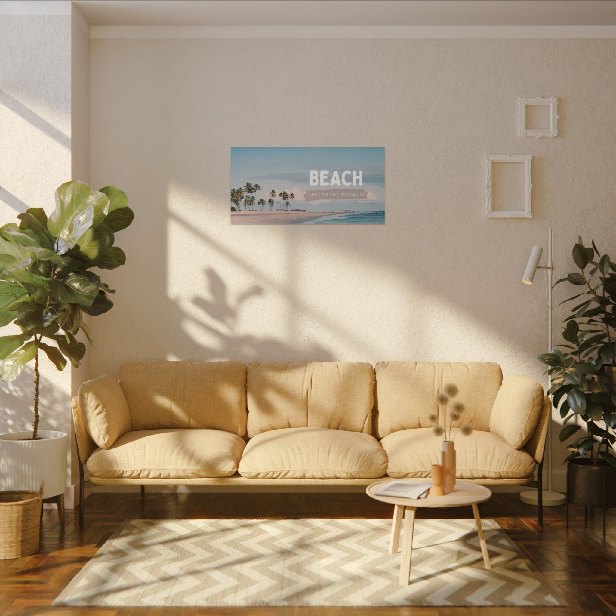 Beach Canvas Wall Art — "BEACH: Living The Calm, Coastal Life" Matte Stretched Print