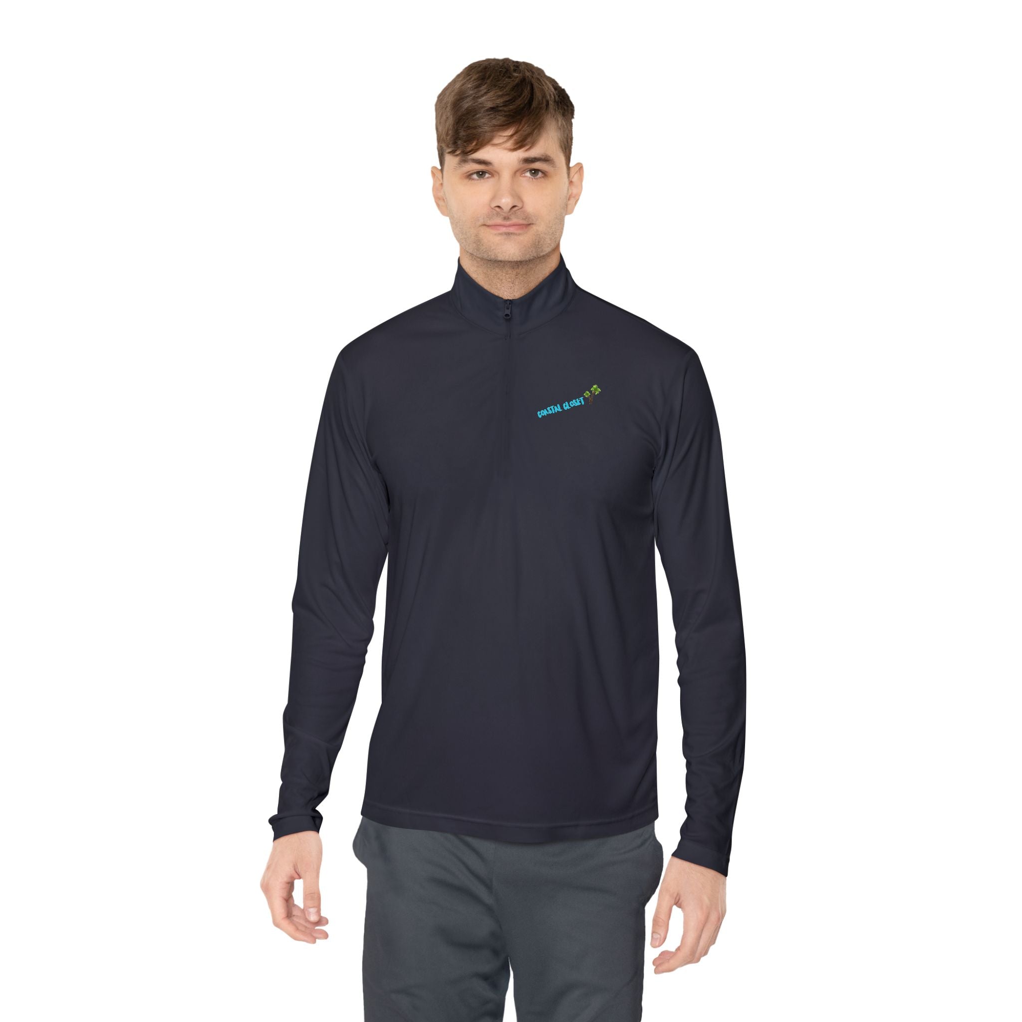 Quarter-Zip Pullover with 'Cousin Closet' Palm Tree Design