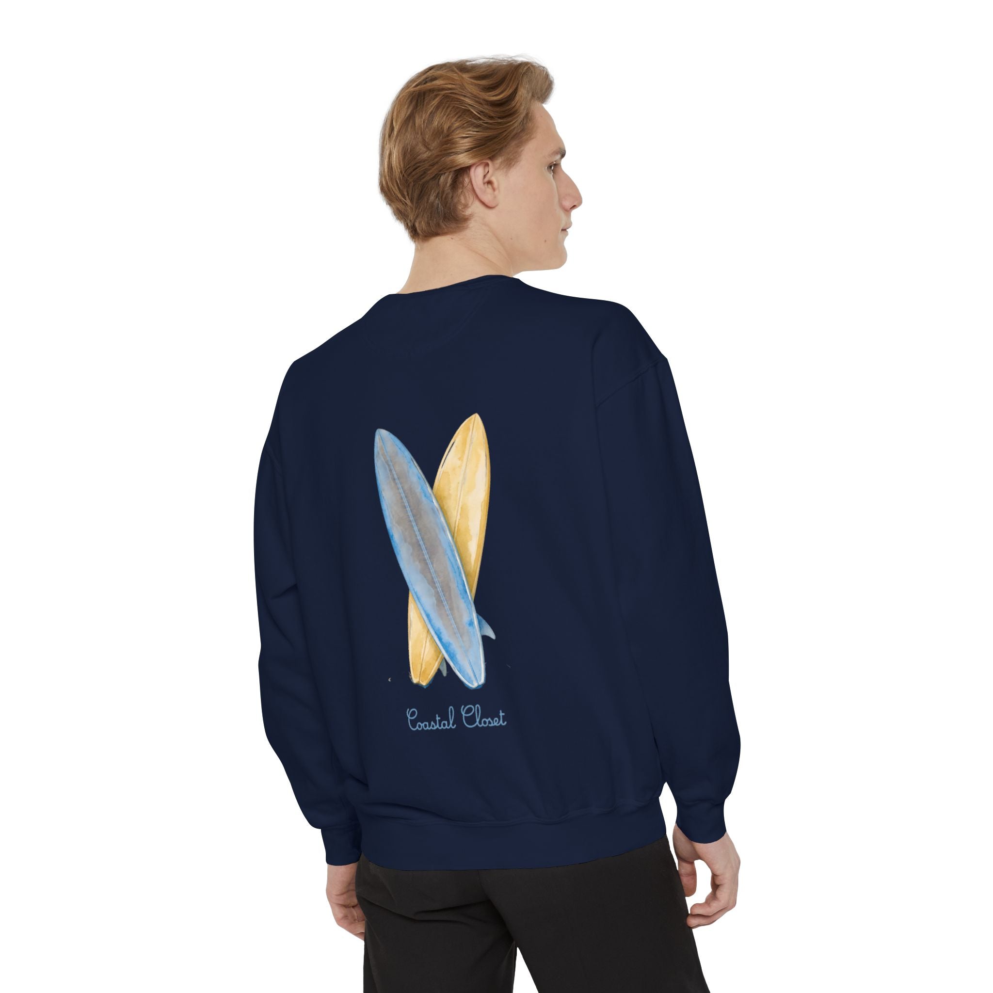 Surfboard Watercolor Sweatshirt — Coastal Vibes Crewneck