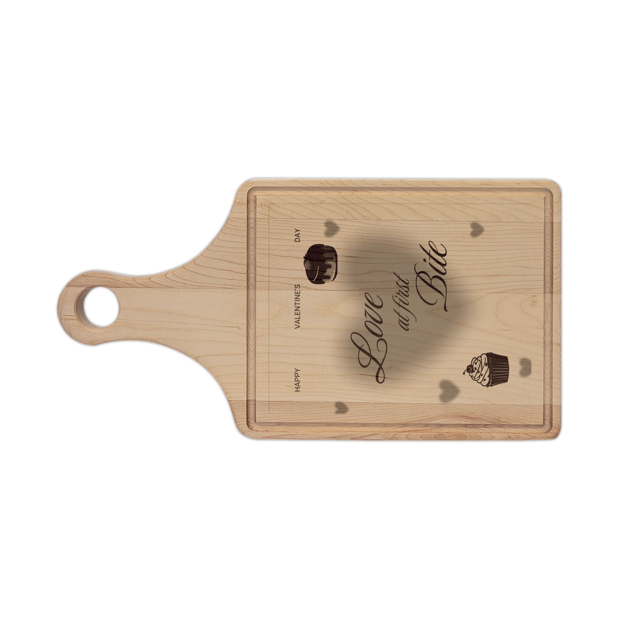 Engraved 'Love at First Bite' Wooden Cutting Board – Romantic Kitchen Gift