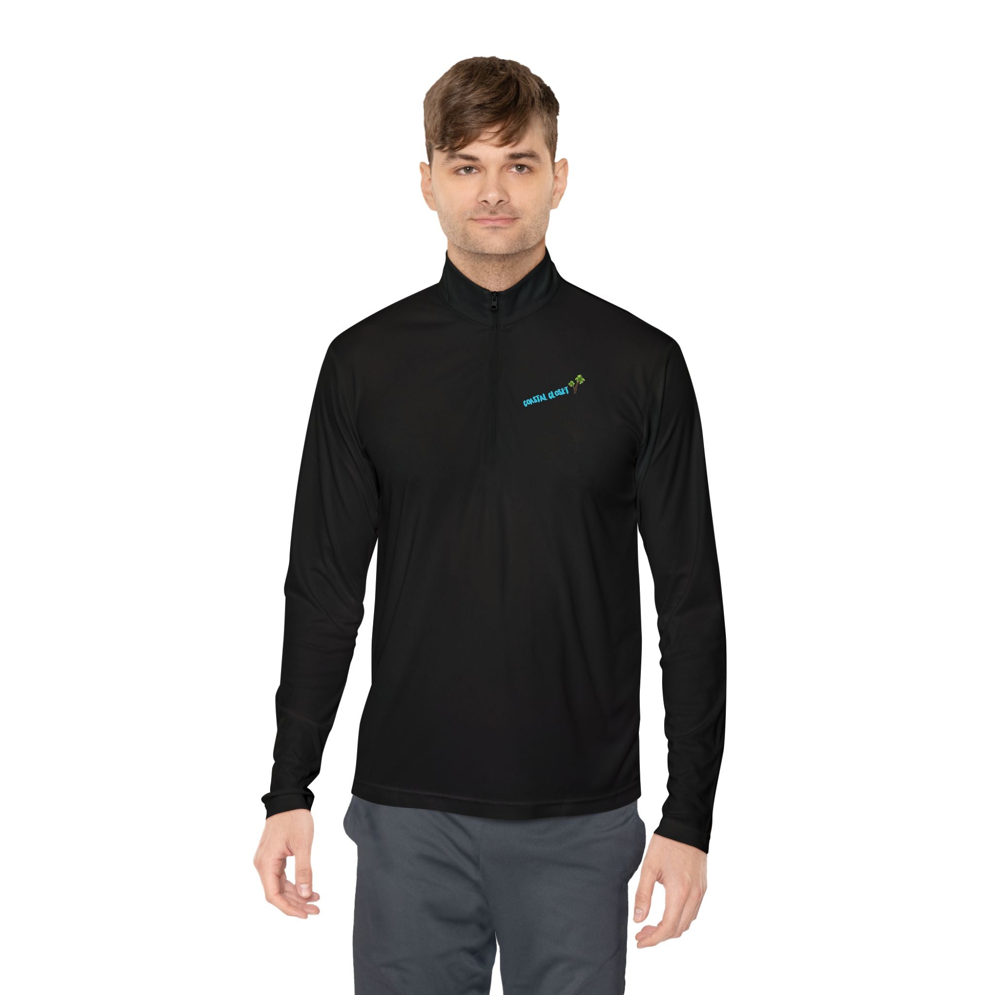 Quarter-Zip Pullover with 'Cousin Closet' Palm Tree Design