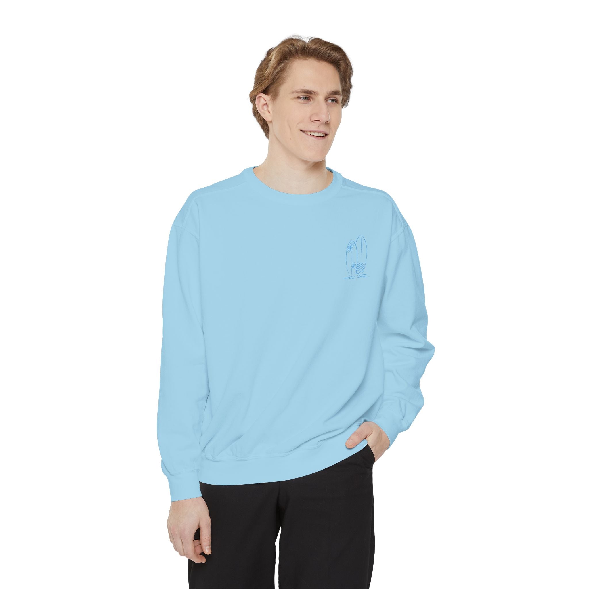 Surfboard Watercolor Sweatshirt — Coastal Vibes Crewneck