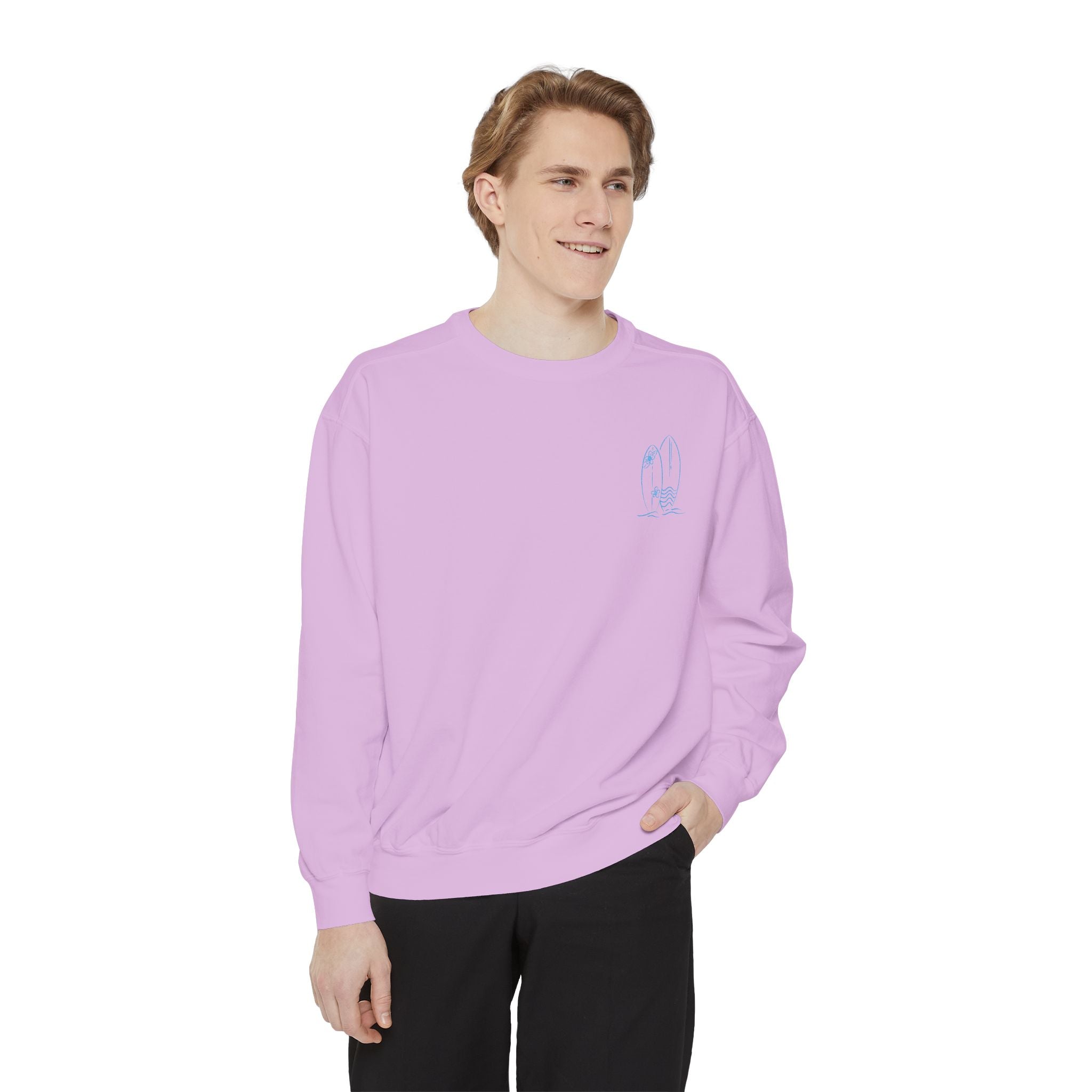Surfboard Watercolor Sweatshirt — Coastal Vibes Crewneck
