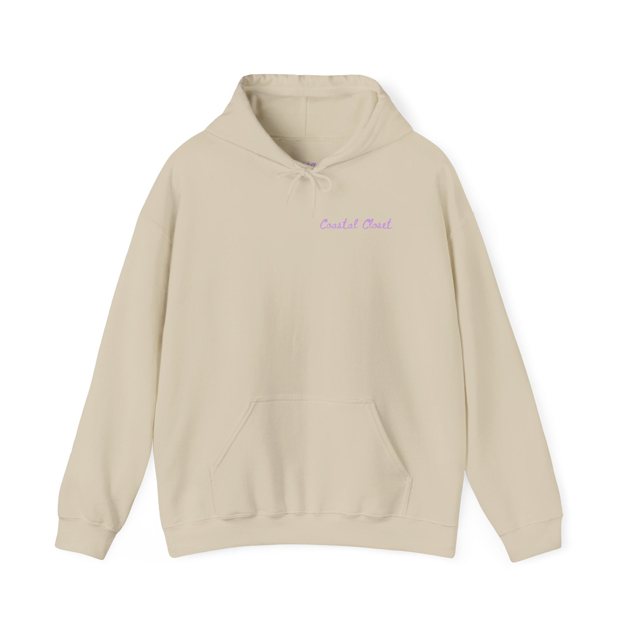 Seashell Sketch Hoodie — Coastal Vibes Graphic Hoodie ("Coastal Cloud" Chest Text)