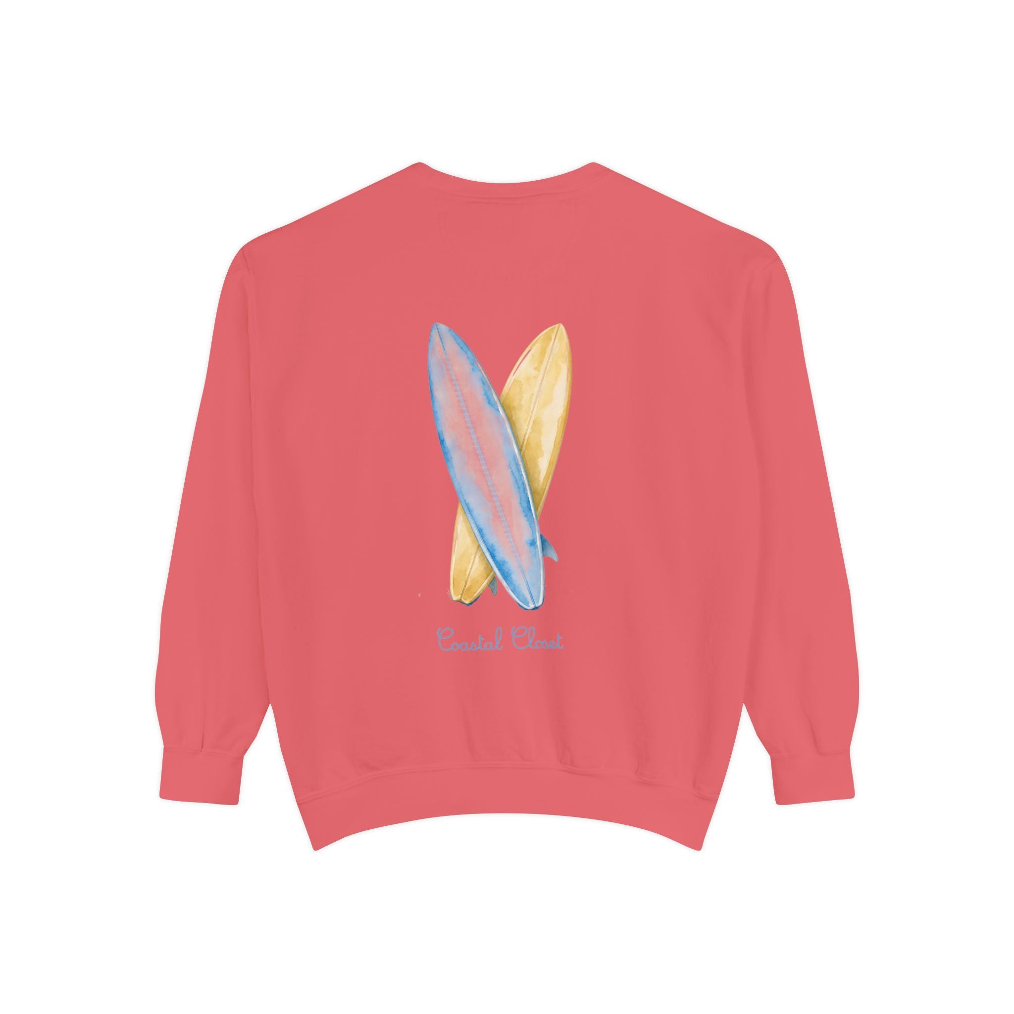 Surfboard Watercolor Sweatshirt — Coastal Vibes Crewneck
