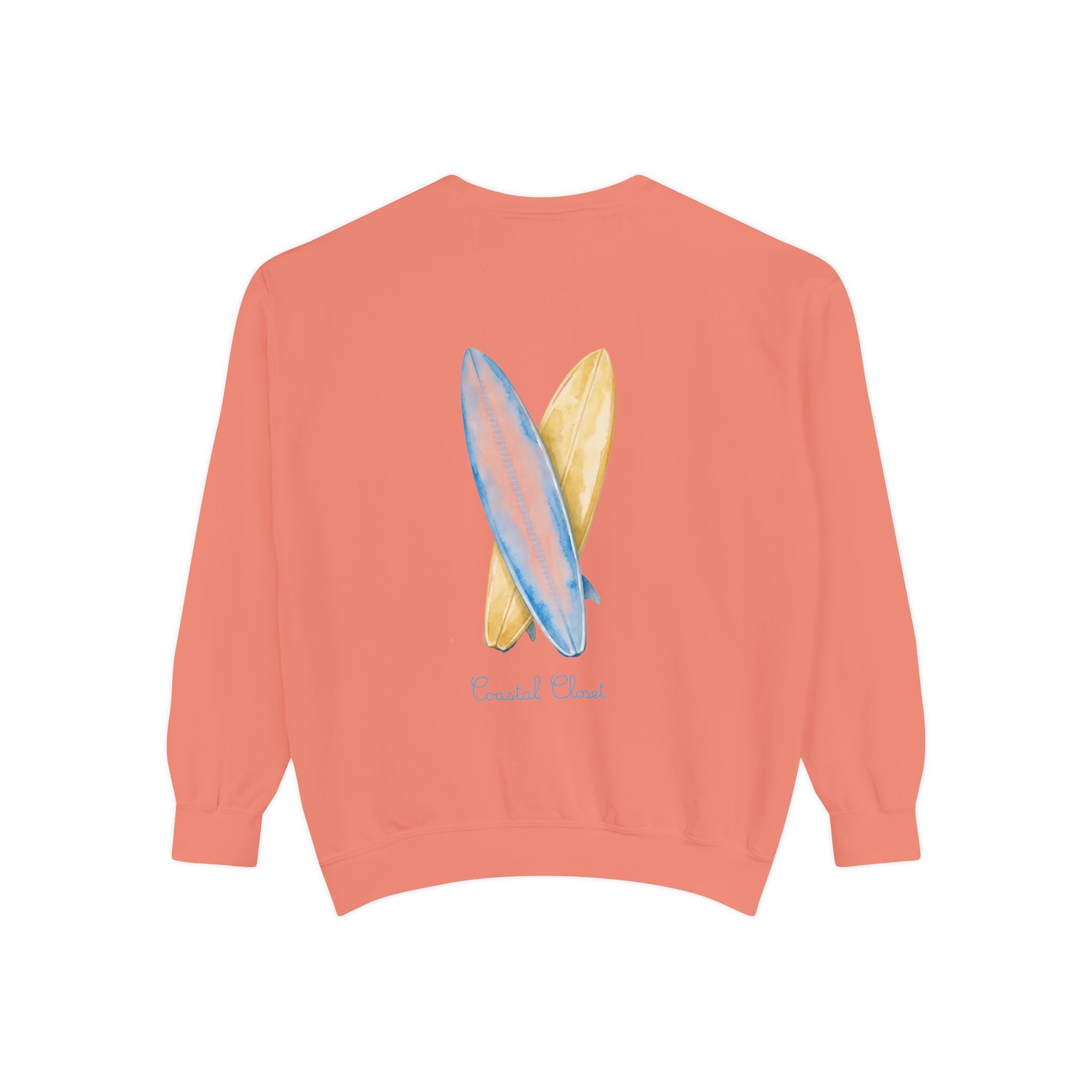 Surfboard Watercolor Sweatshirt — Coastal Vibes Crewneck