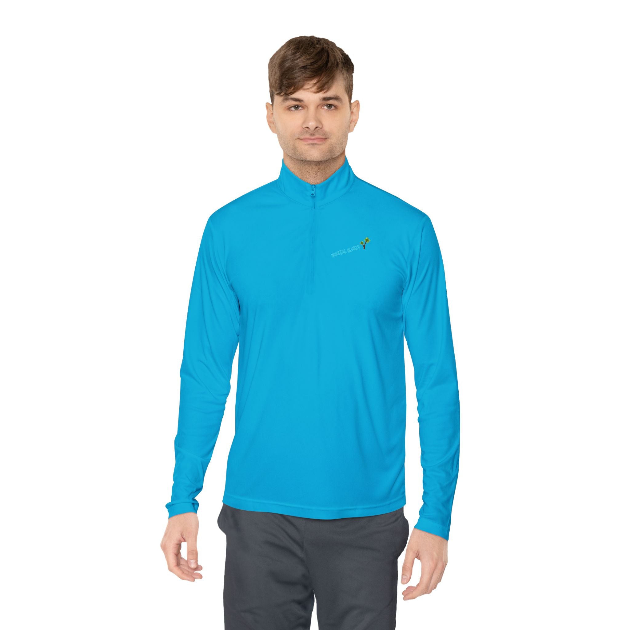 Quarter-Zip Pullover with 'Cousin Closet' Palm Tree Design