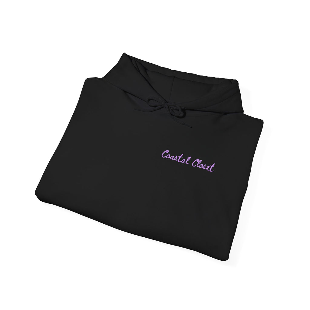 Seashell Sketch Hoodie — Coastal Vibes Graphic Hoodie ("Coastal Cloud" Chest Text)