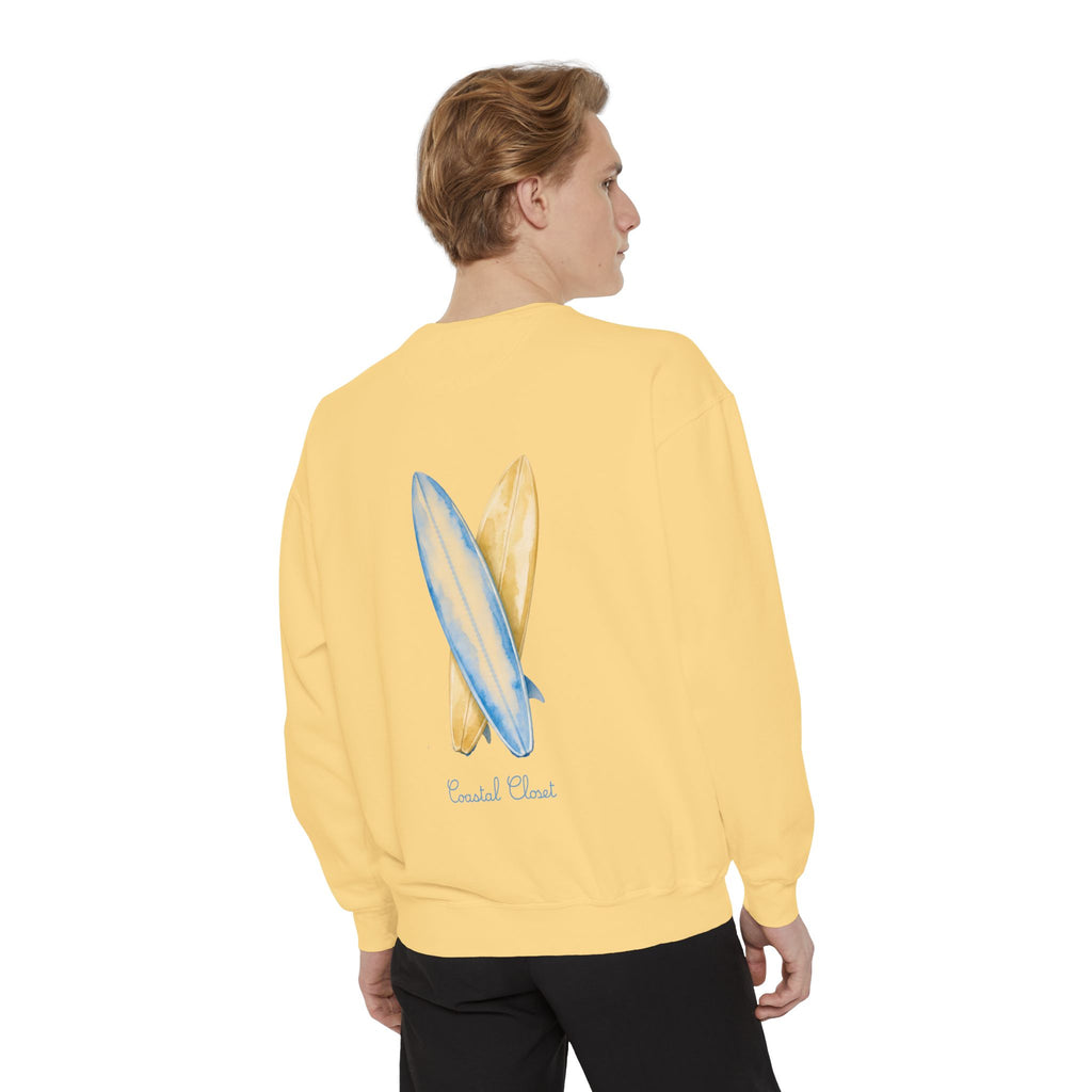 Surfboard Watercolor Sweatshirt — Coastal Vibes Crewneck