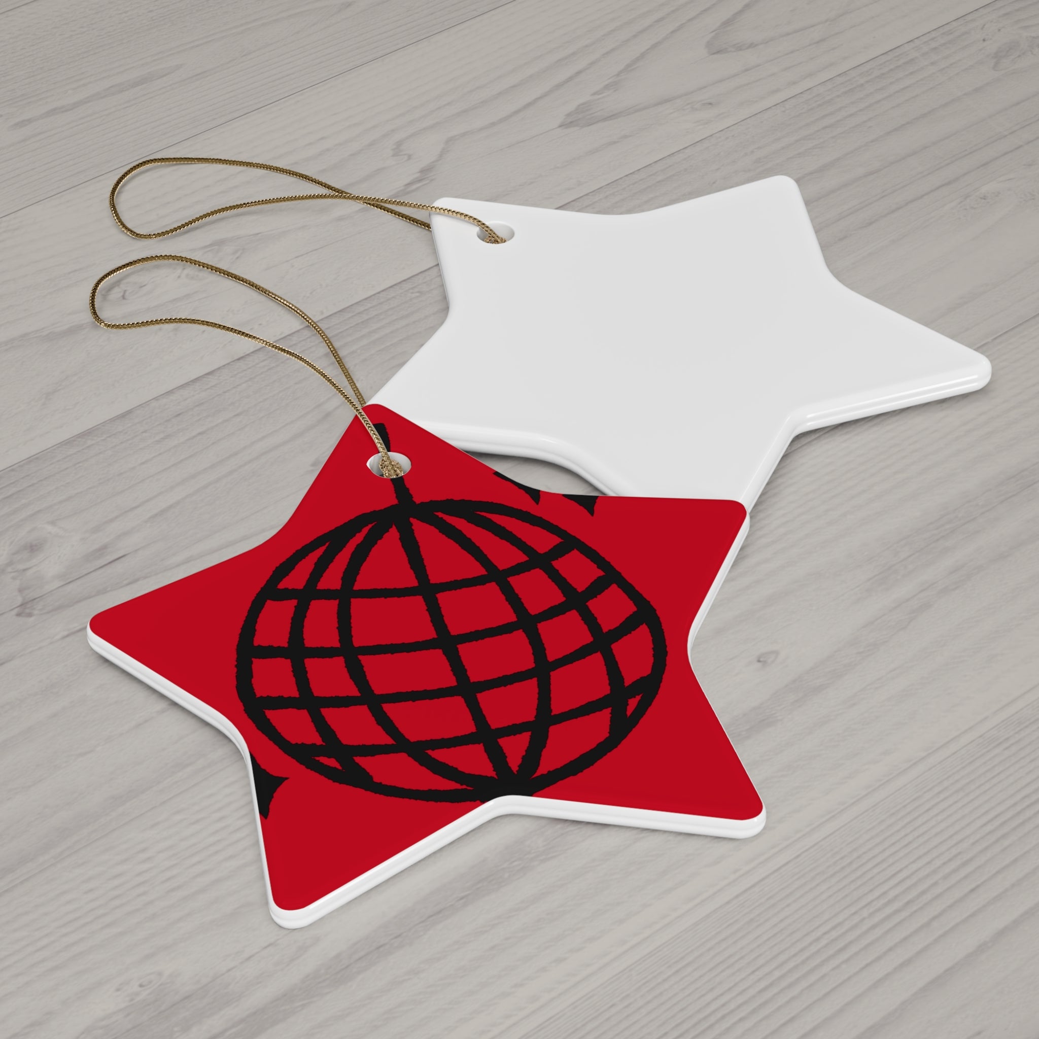 Black Globe Ornament star ceramic | Red Christmas tree decoration