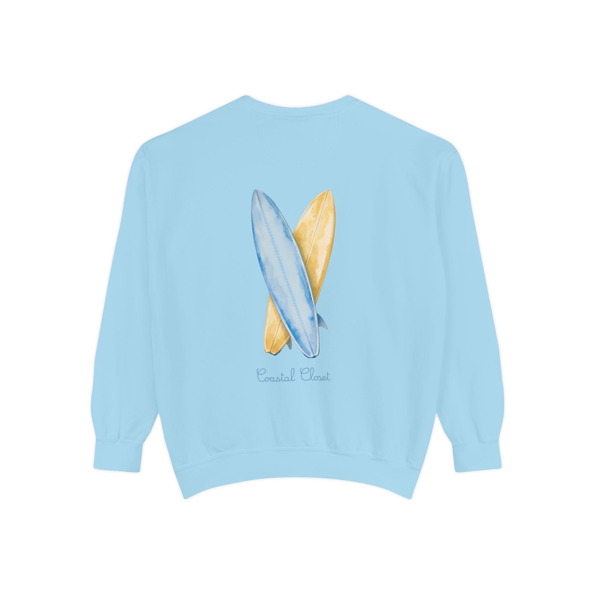 Surfboard Watercolor Sweatshirt — Coastal Vibes Crewneck