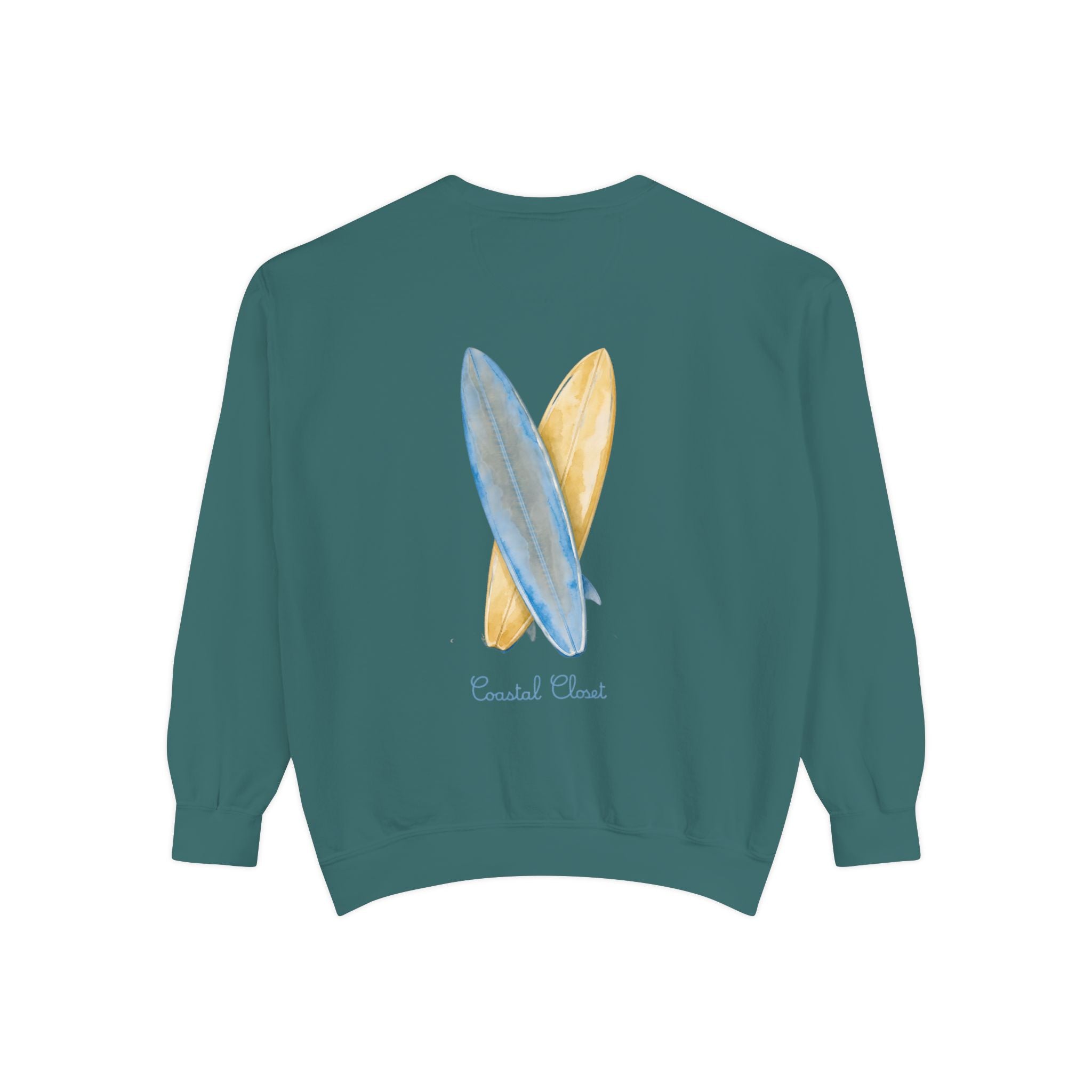 Surfboard Watercolor Sweatshirt — Coastal Vibes Crewneck
