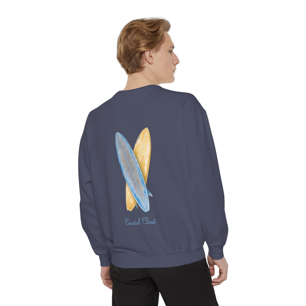Surfboard Watercolor Sweatshirt — Coastal Vibes Crewneck