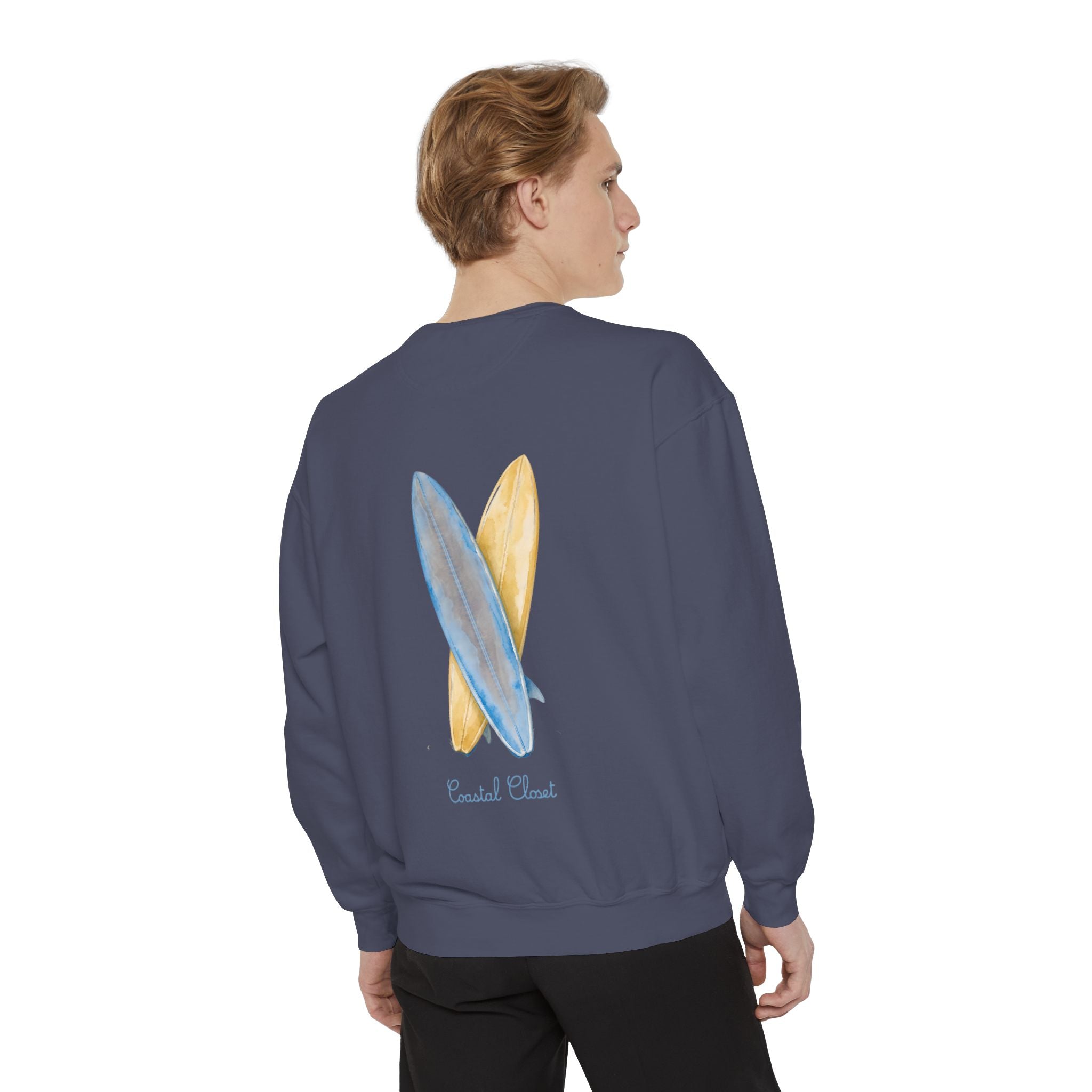 Surfboard Watercolor Sweatshirt — Coastal Vibes Crewneck