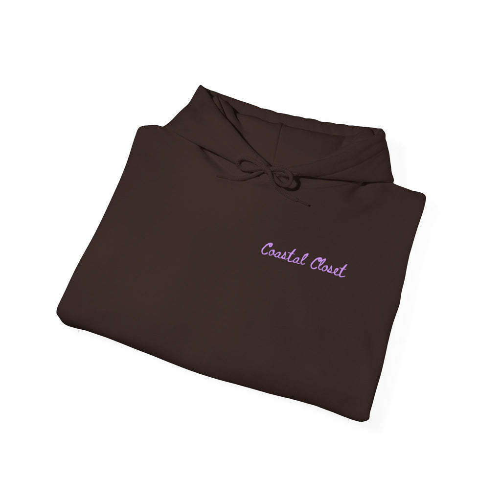 Seashell Sketch Hoodie — Coastal Vibes Graphic Hoodie ("Coastal Cloud" Chest Text)