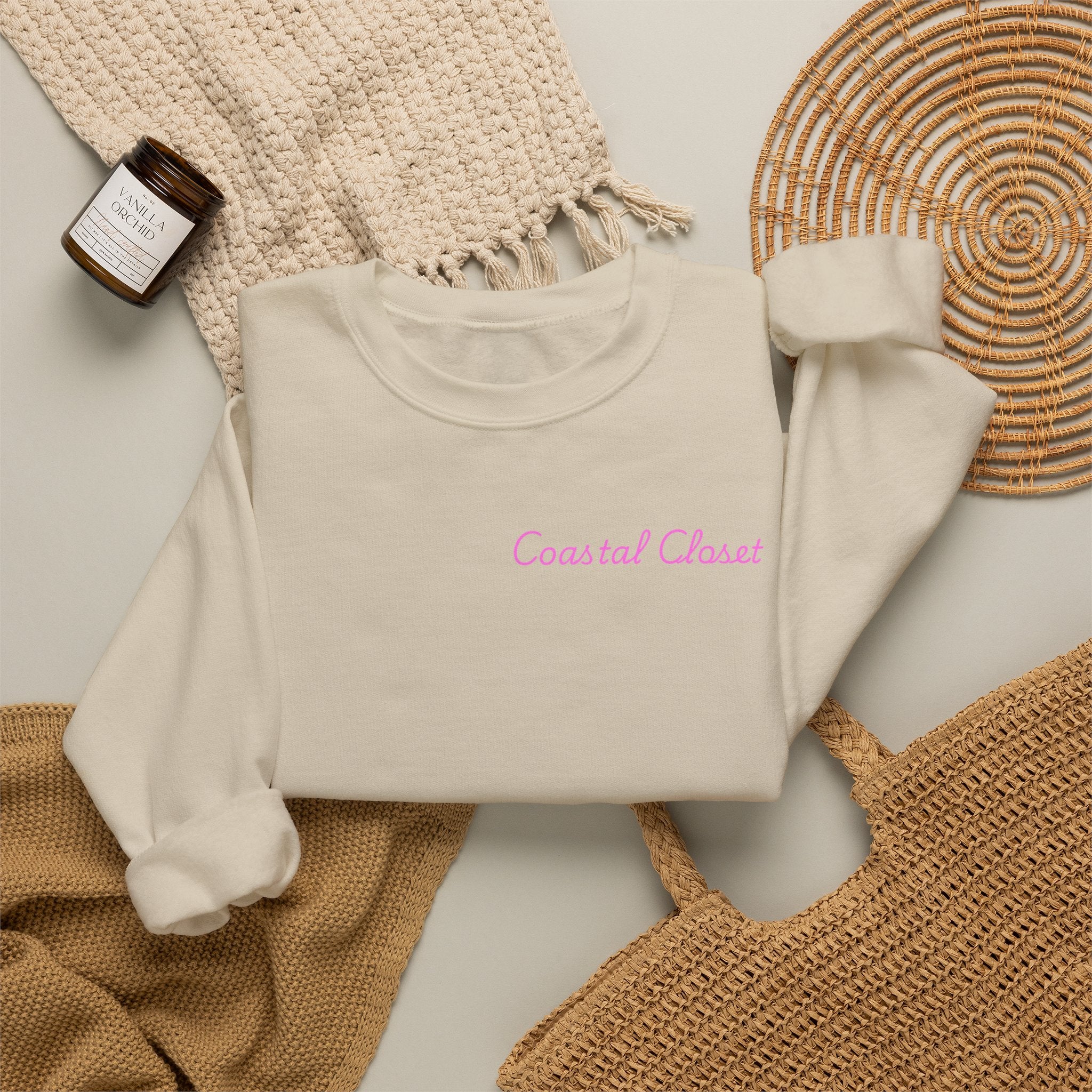 'Coastal Chase' Minimal Script Crewneck Sweatshirt
