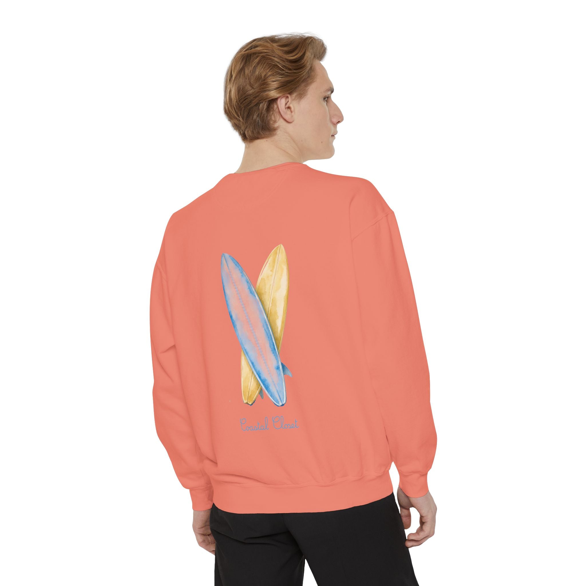 Surfboard Watercolor Sweatshirt — Coastal Vibes Crewneck