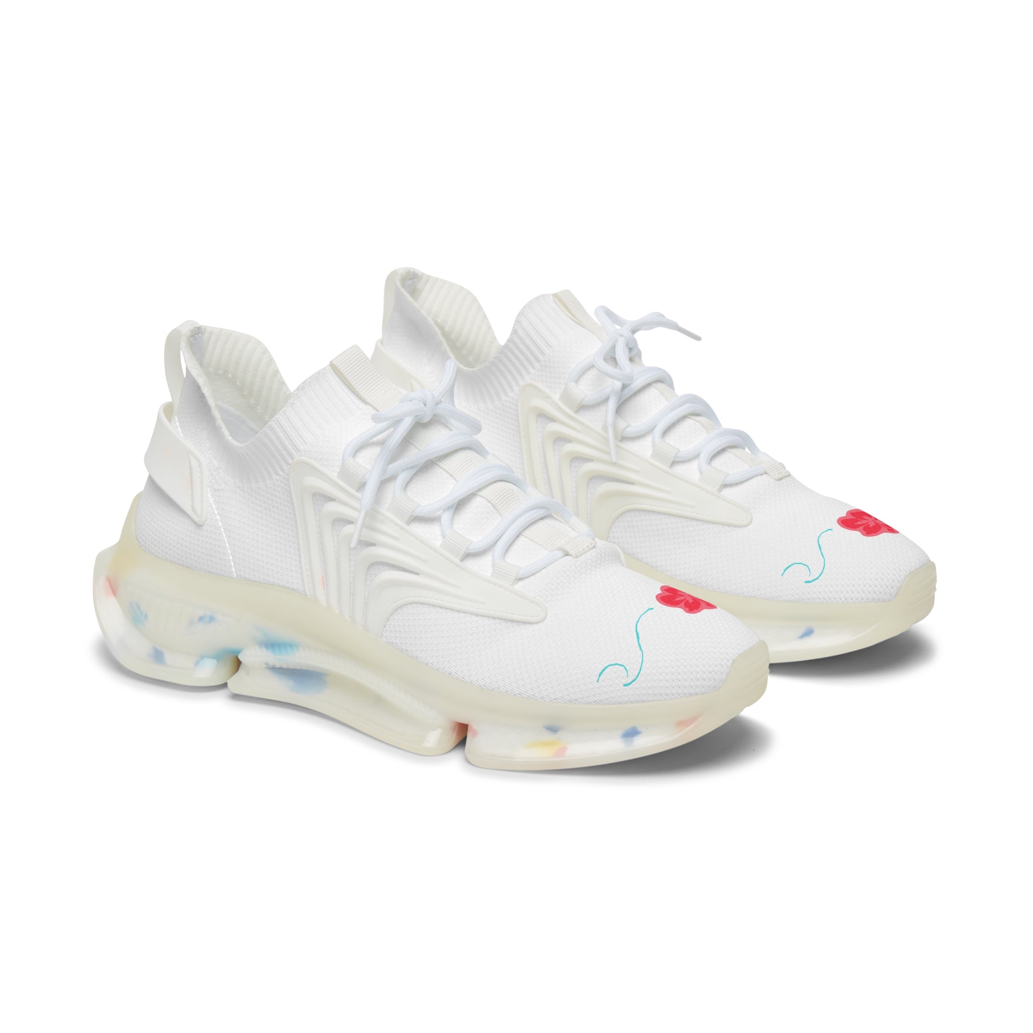 Women's Mesh Sneakers — Floral White Breathable Athletic Shoes