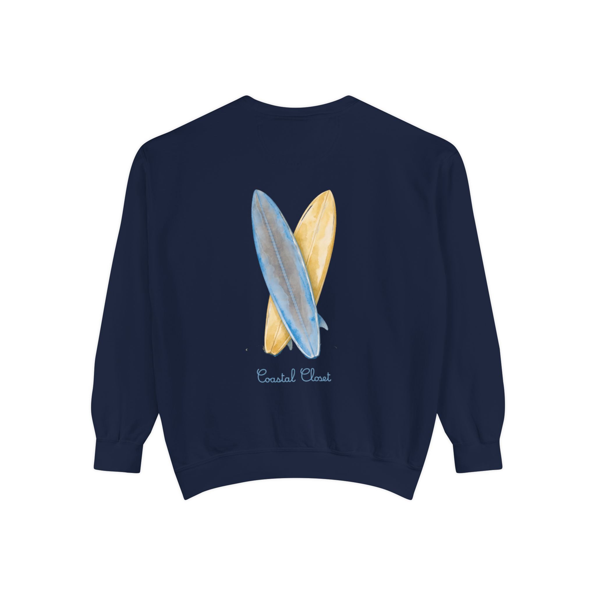Surfboard Watercolor Sweatshirt — Coastal Vibes Crewneck