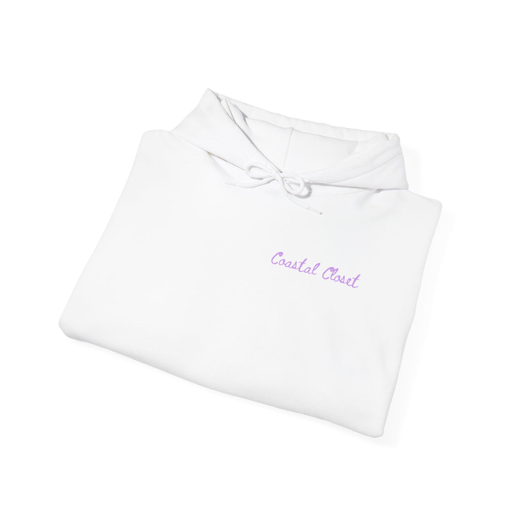 Seashell Sketch Hoodie — Coastal Vibes Graphic Hoodie ("Coastal Cloud" Chest Text)