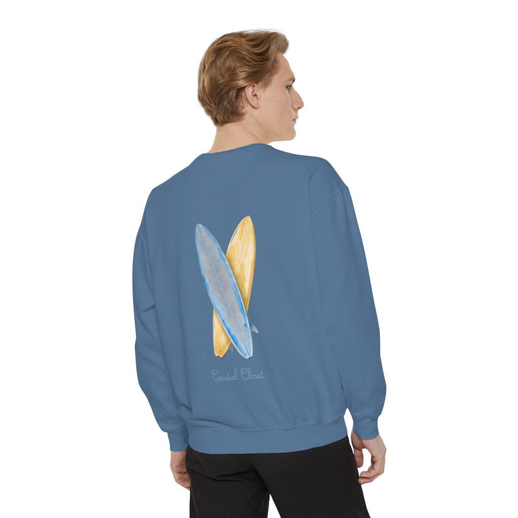 Surfboard Watercolor Sweatshirt — Coastal Vibes Crewneck