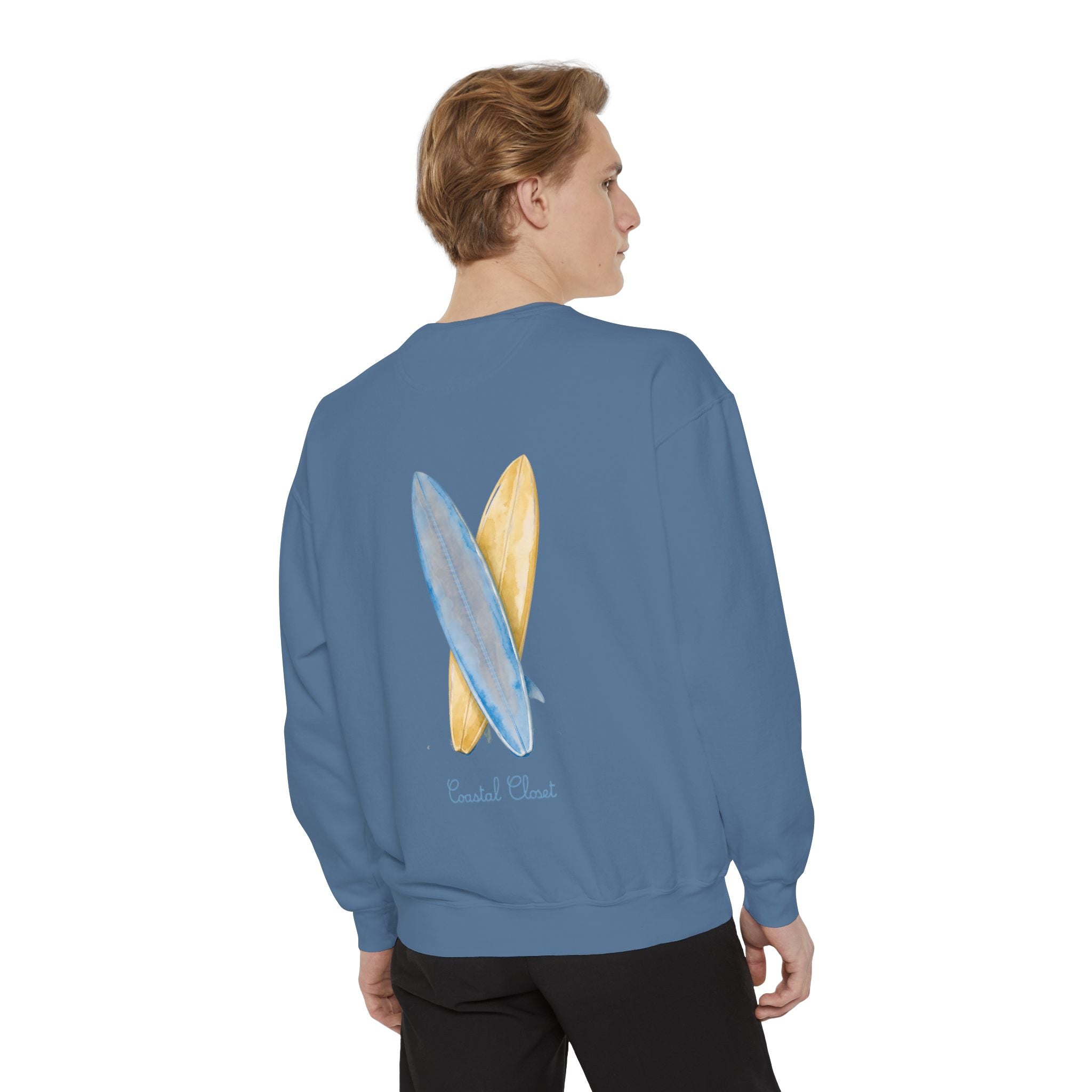 Surfboard Watercolor Sweatshirt — Coastal Vibes Crewneck