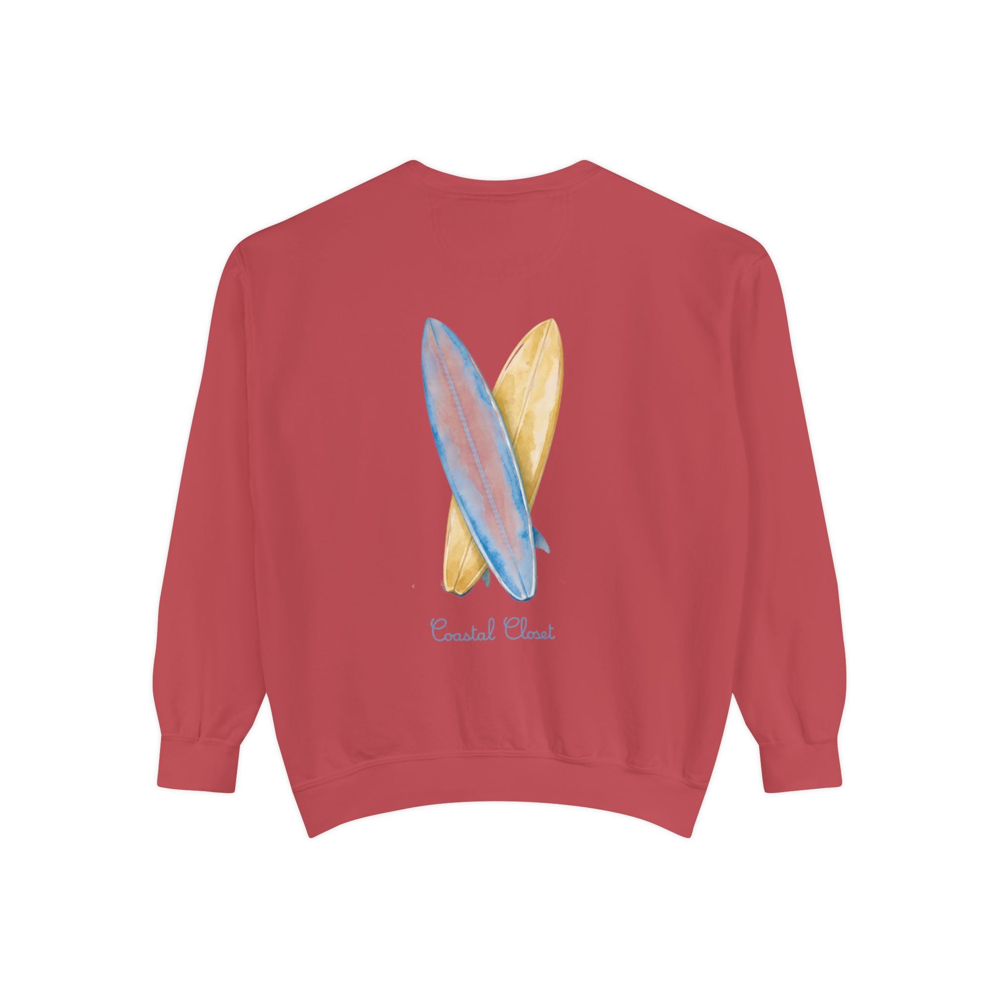 Surfboard Watercolor Sweatshirt — Coastal Vibes Crewneck