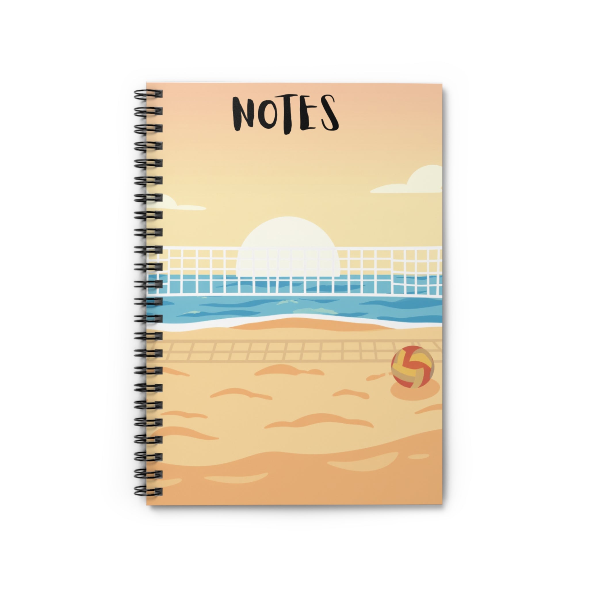 Beach Volleyball Sunset Notes Notebook | Spiral Ruled Journal