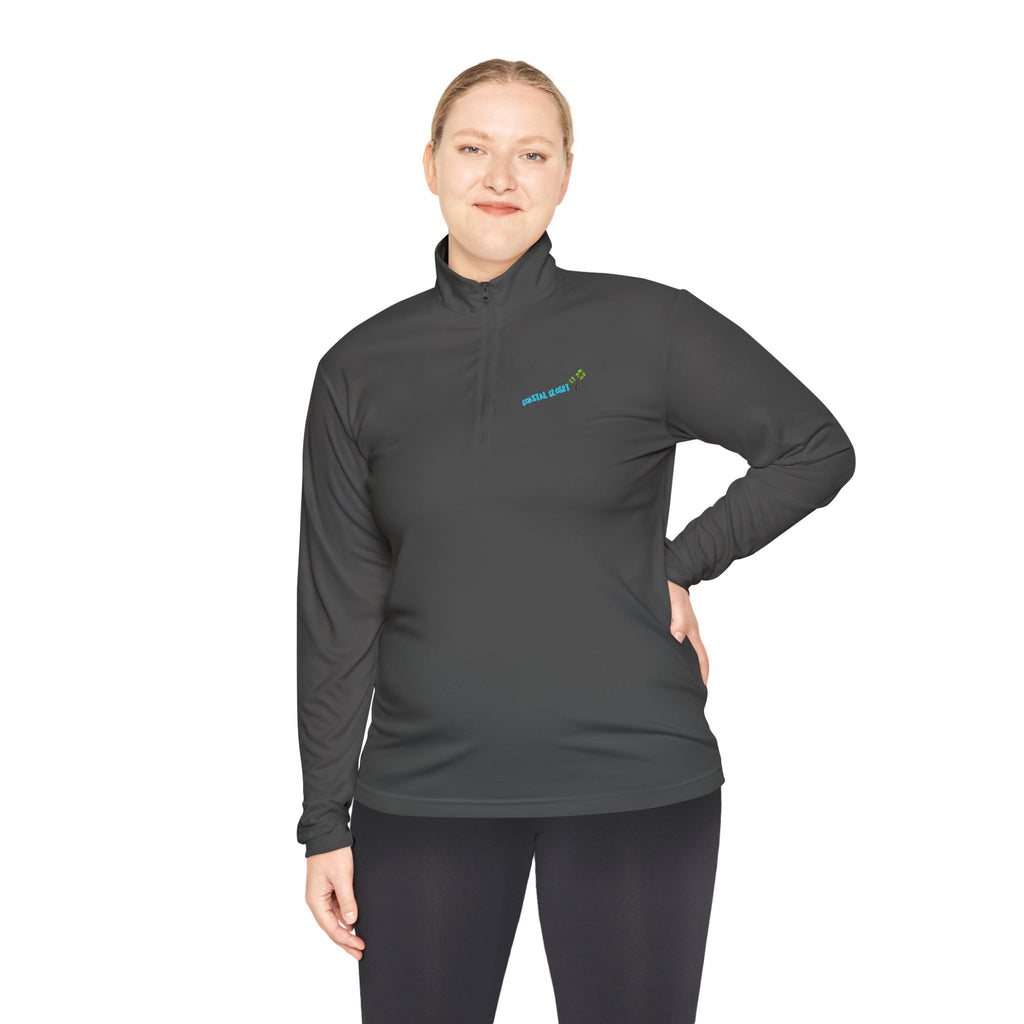 Quarter-Zip Pullover with 'Cousin Closet' Palm Tree Design