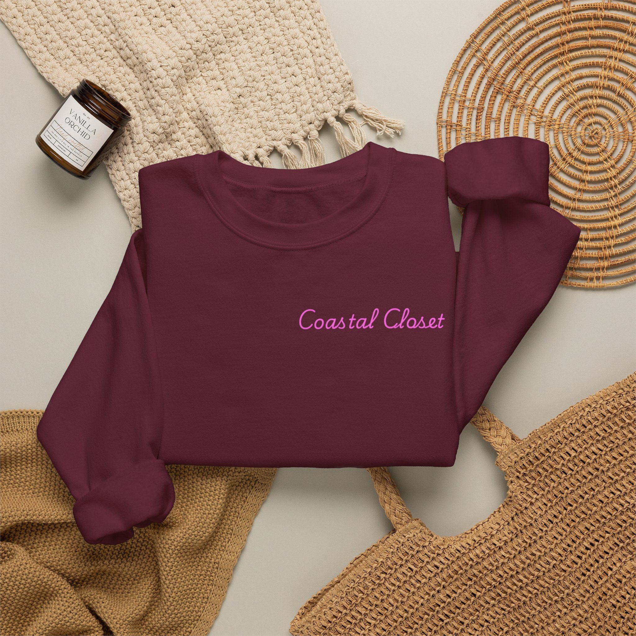 'Coastal Chase' Minimal Script Crewneck Sweatshirt
