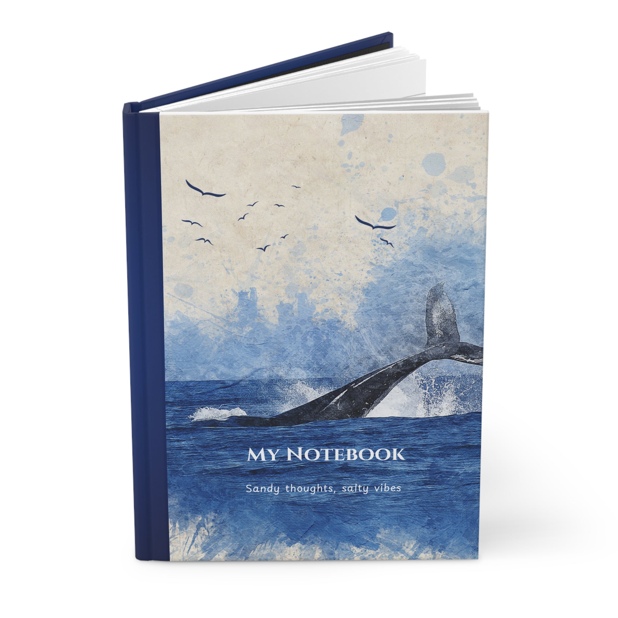 Ocean Whale Hardcover Journal — "My Notebook: Sandy thoughts, salty vibes"