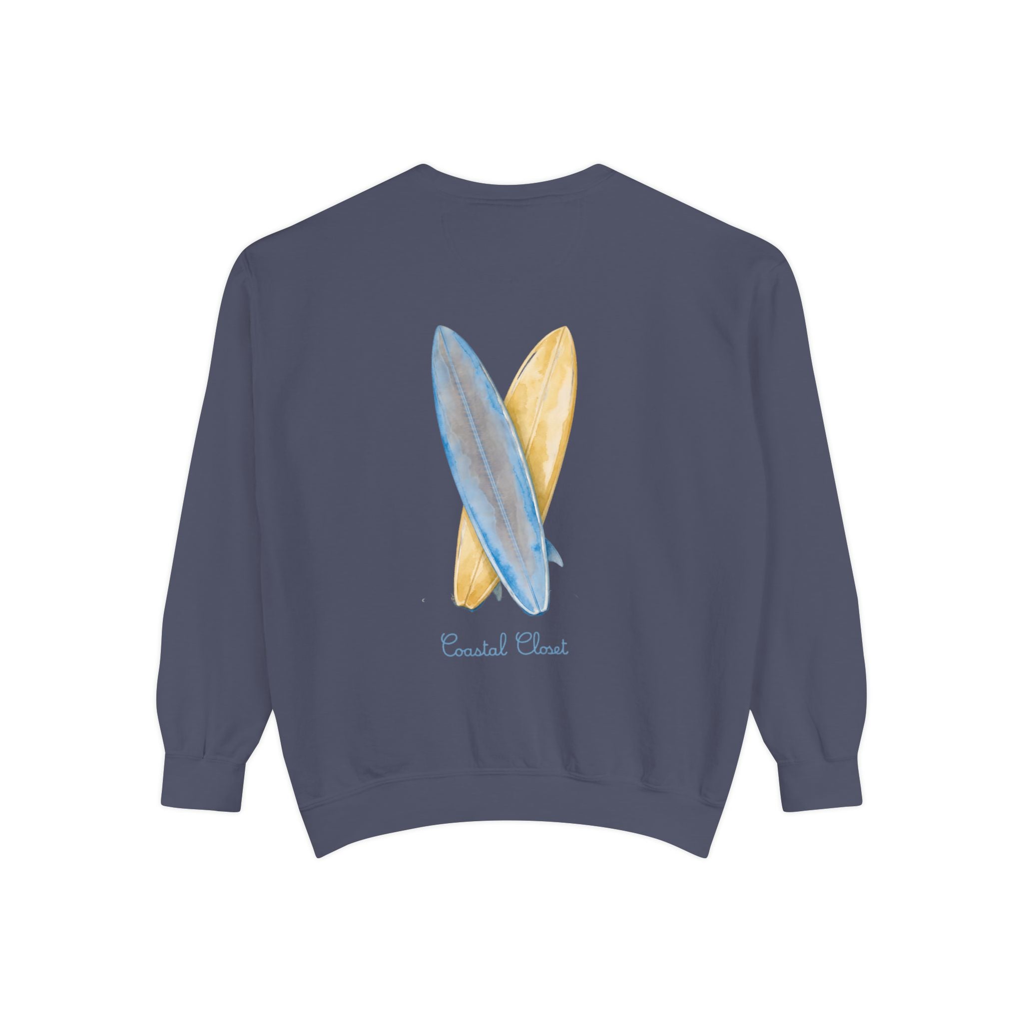 Surfboard Watercolor Sweatshirt — Coastal Vibes Crewneck