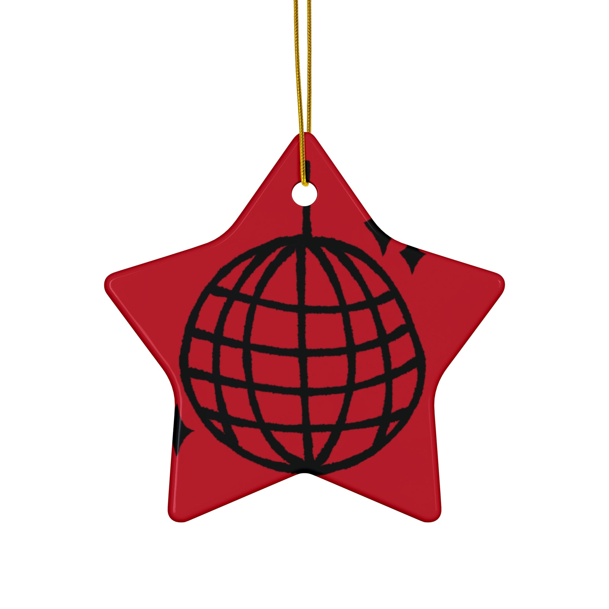 Black Globe Ornament star ceramic | Red Christmas tree decoration