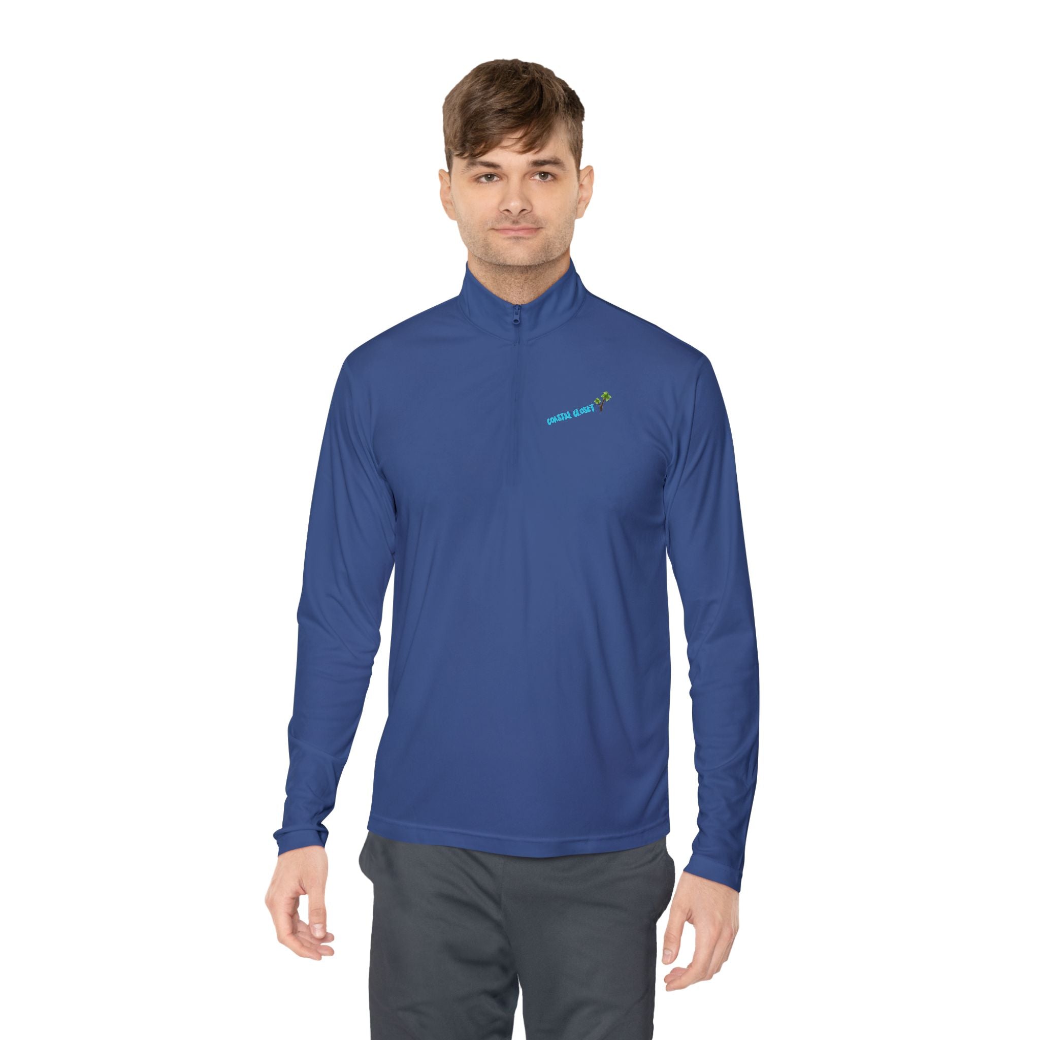 Quarter-Zip Pullover with 'Cousin Closet' Palm Tree Design