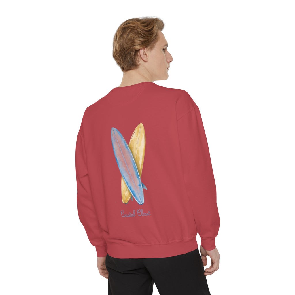 Surfboard Watercolor Sweatshirt — Coastal Vibes Crewneck