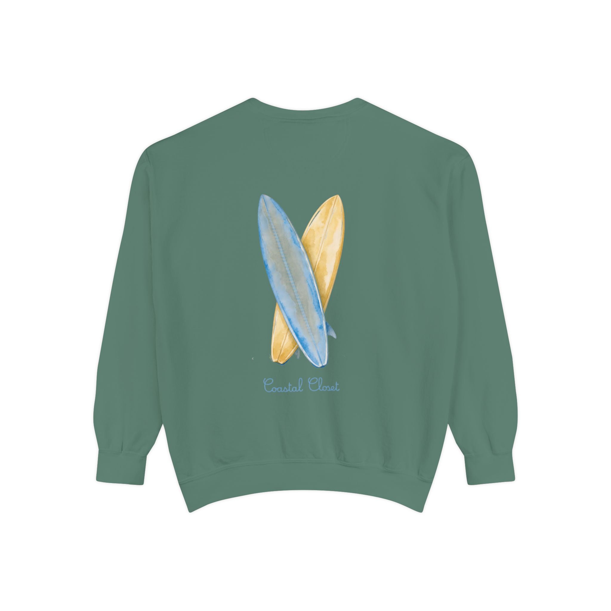 Surfboard Watercolor Sweatshirt — Coastal Vibes Crewneck