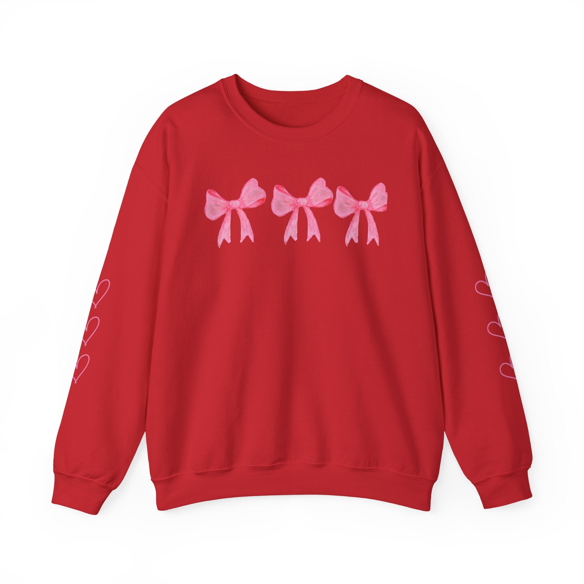 Crewneck Sweatshirt — Pink Bows "Crafted With Love" Cozy Pullover