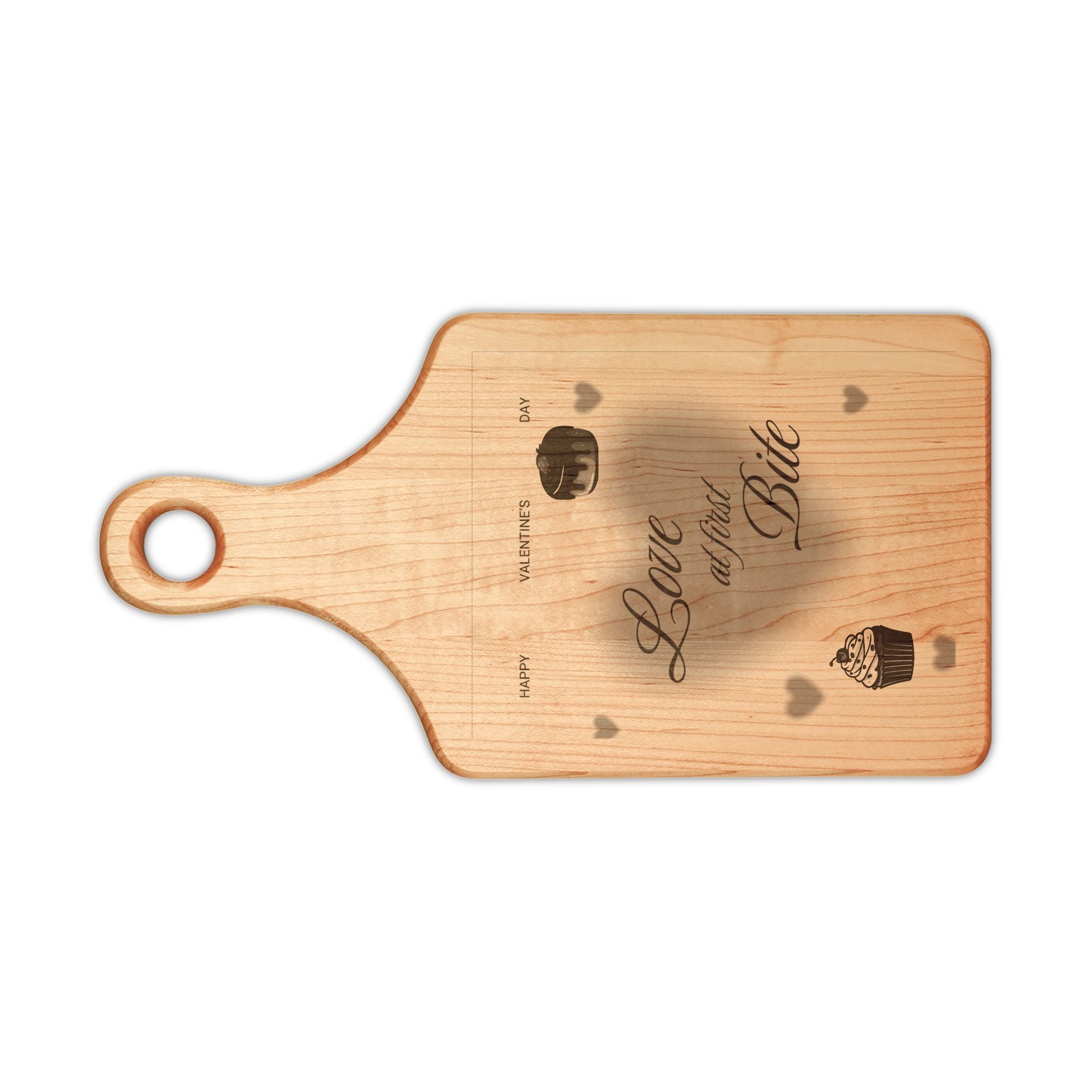 Engraved 'Love at First Bite' Wooden Cutting Board – Romantic Kitchen Gift