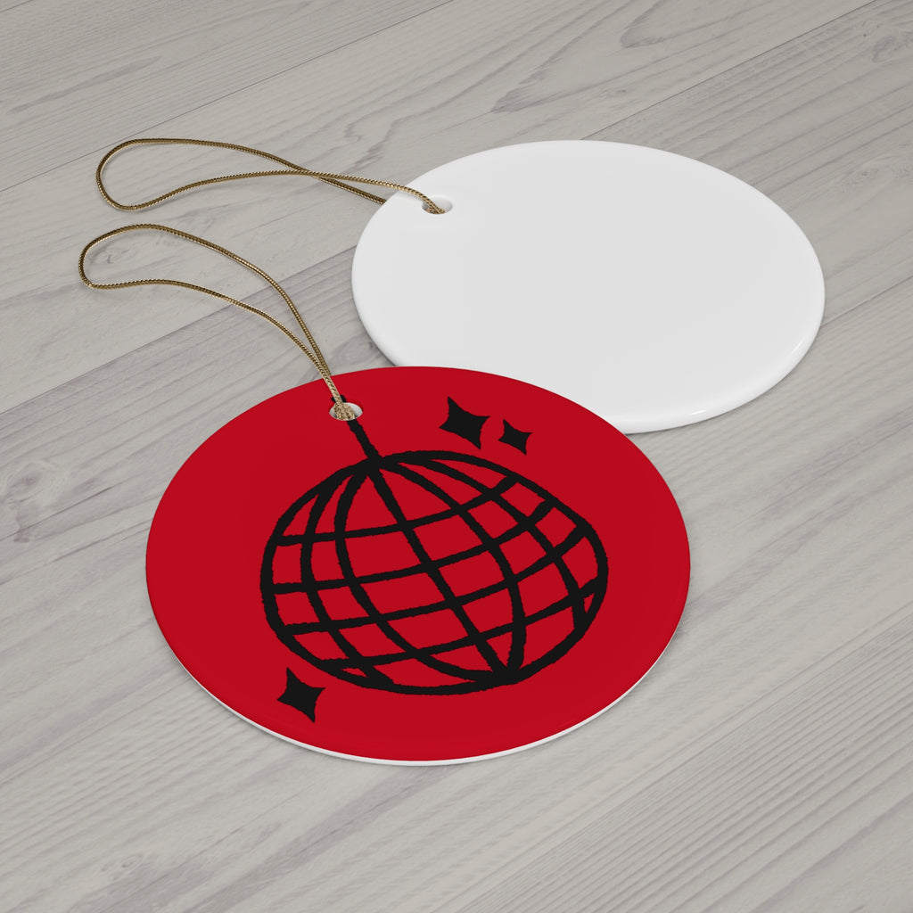 Black Globe Ornament star ceramic | Red Christmas tree decoration