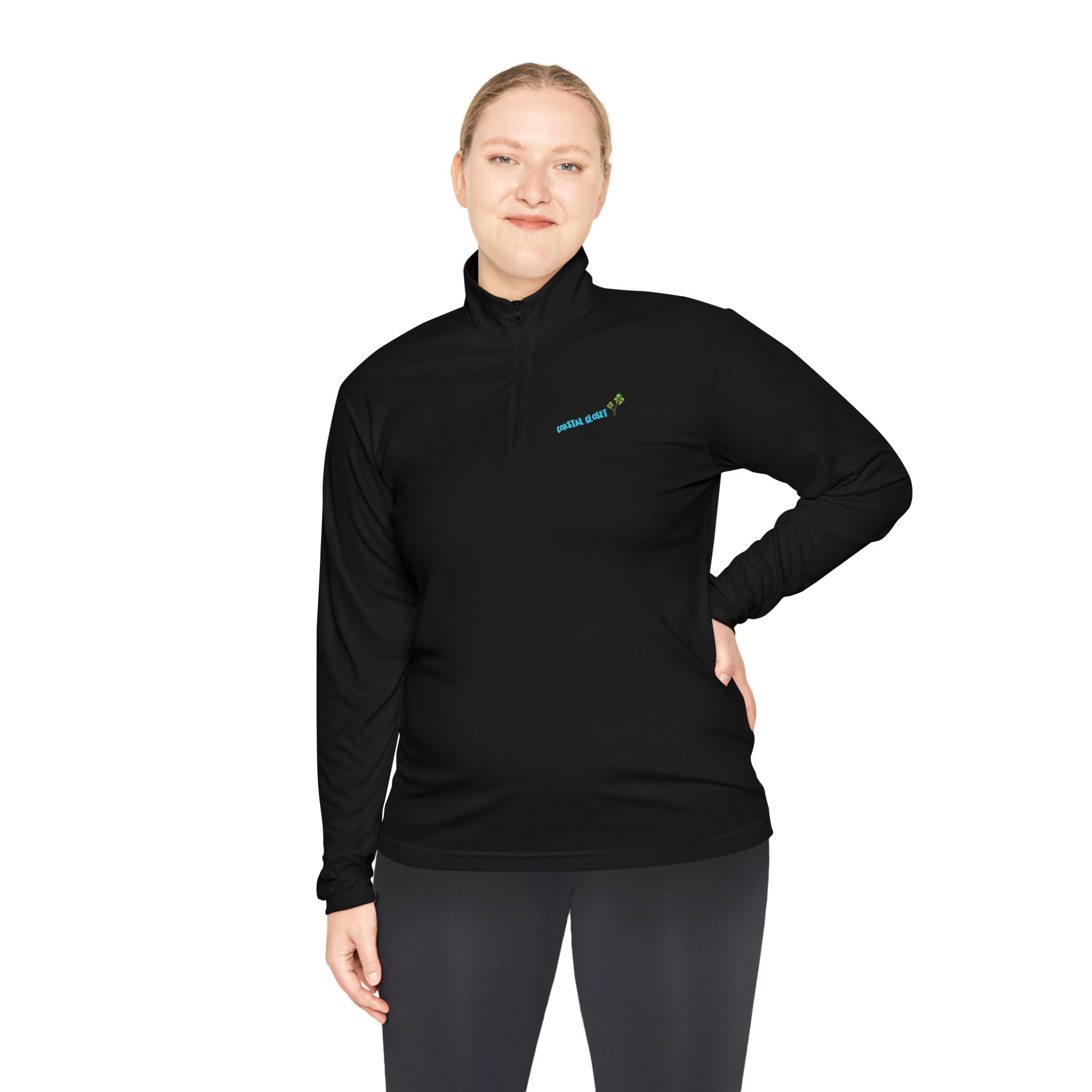 Quarter-Zip Pullover with 'Cousin Closet' Palm Tree Design