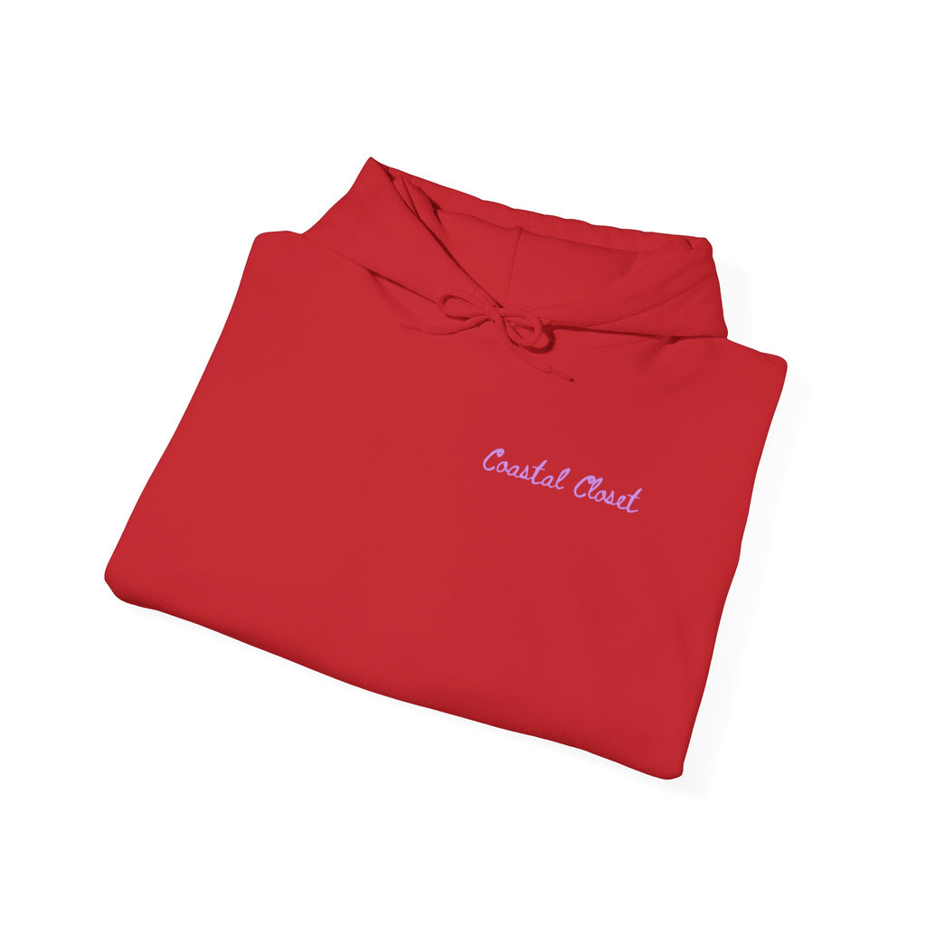 Seashell Sketch Hoodie — Coastal Vibes Graphic Hoodie ("Coastal Cloud" Chest Text)