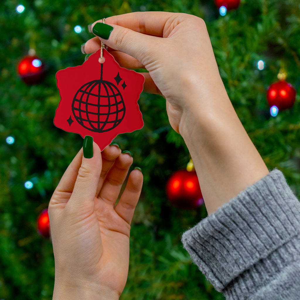 Black Globe Ornament star ceramic | Red Christmas tree decoration