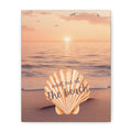 Beach Sunset Canvas Print — "Meet Me at the Beach" Seashell Wall Art