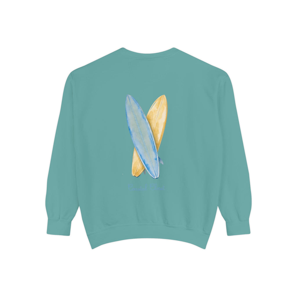 Surfboard Watercolor Sweatshirt — Coastal Vibes Crewneck